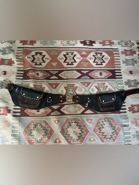 Leather Studded Waist Belt Bag in Black and Brown